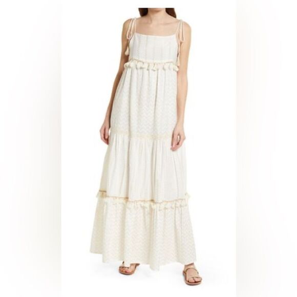 Raga White Lace boho tiered Maxi Dress. Small NWT - Picture 1 of 12
